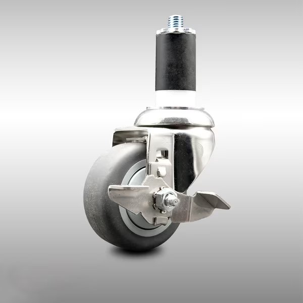 3 Inch 316SS Thermoplastic Rubber Swivel 1-5/8 Inch Expanding Stem Caster Brake, Service Caster, Mfr#: SCC-SS316EX20S314-TPRB-TLB-158